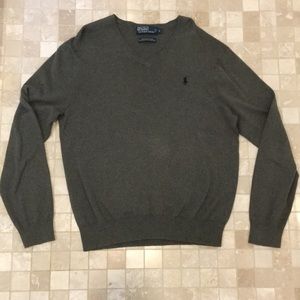 Polo by Ralph Lauren men’s V-Neck sweater. Grey.
